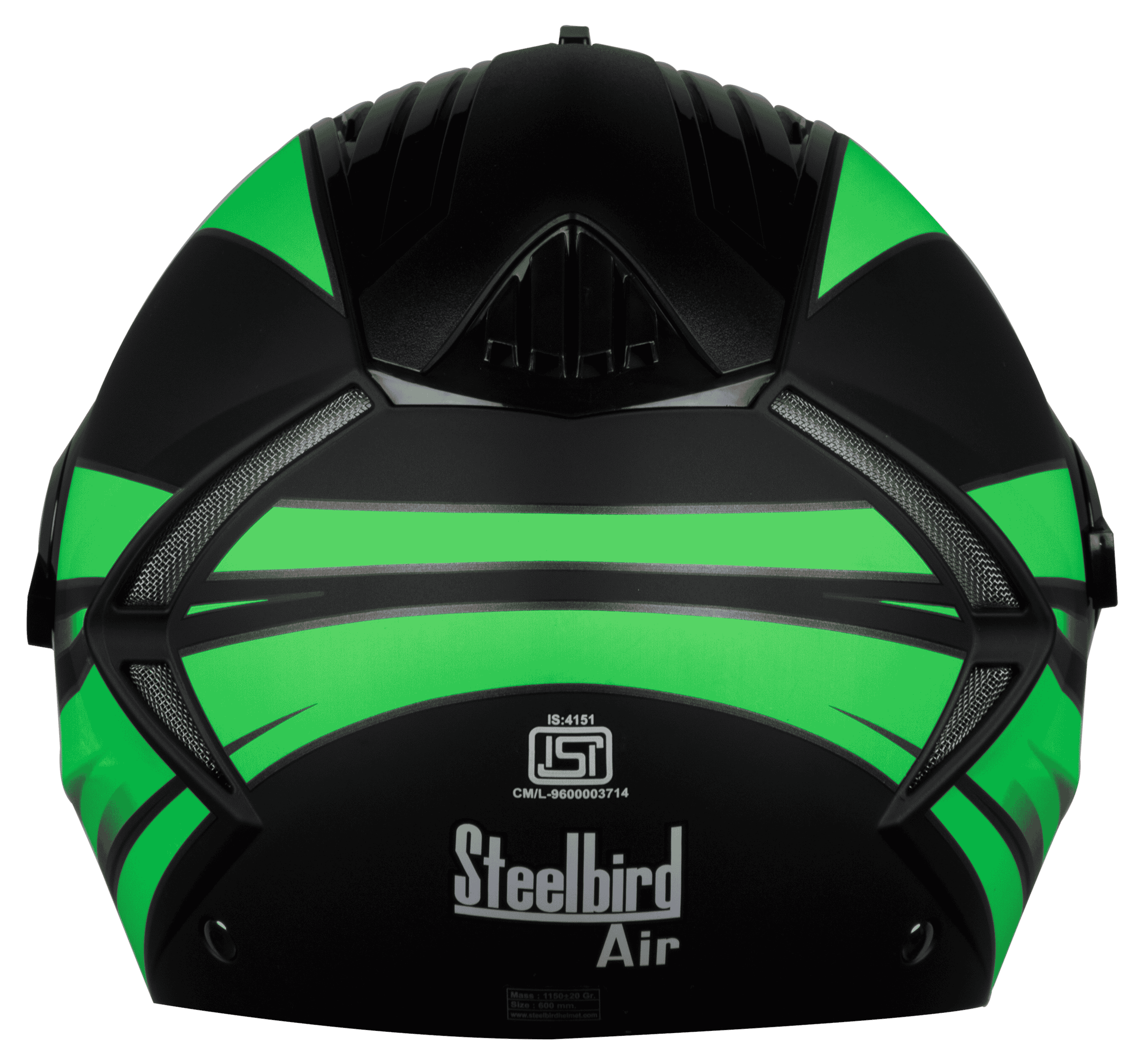 SBA-2 Streak Glossy Black With Green ( Fitted With Clear Visor Extra Gold Chrome Visor Free)